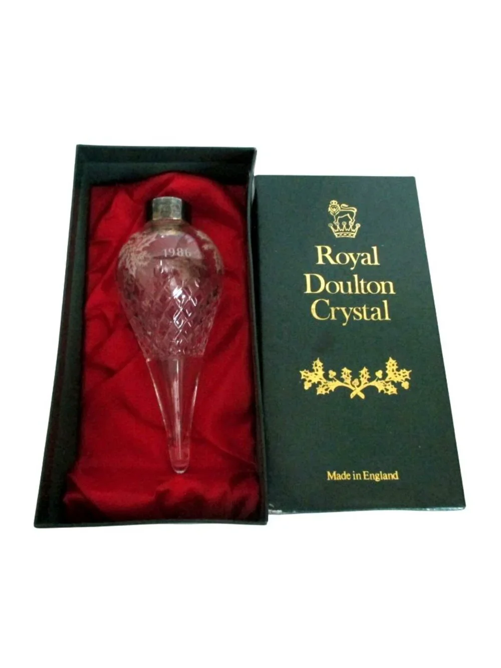 Royal Doulton 1986 Crystal Christmas Ornament With Box Made In England